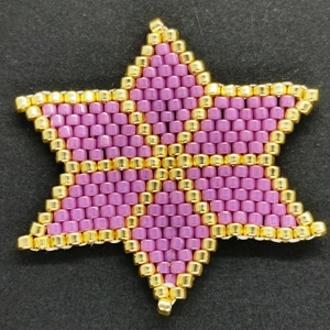 Beaded Ornaments - Large Star-Fuchsia